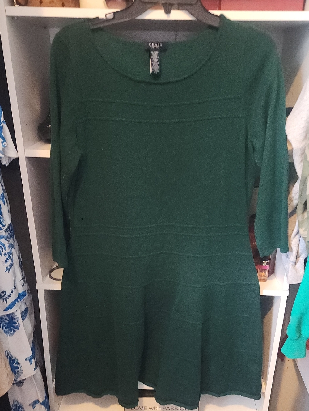 Chaps Forest Green Long-Sleeve Knit Dress
